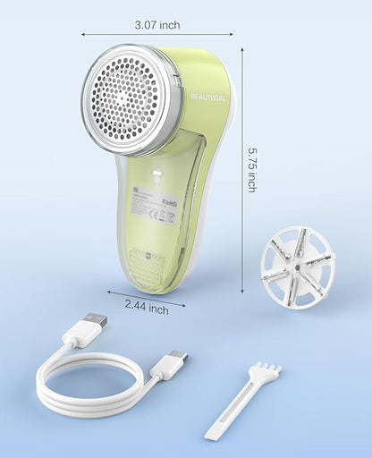 BEAUTURAL Fabric Shaver, Rechargeable Lint Remover for Clothes, Electric Lint Shaver with 6-Leaf Blades, Sweater Shavers to Fuzz, Lint Balls, Pillings, Bobbles for Clothes and Furniture