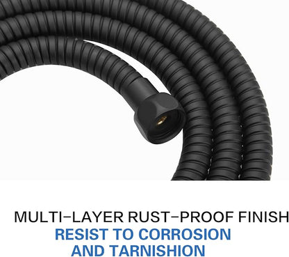 RUMOSE 118 inches Shower Hose Shower Head Extension Hose Extra Long Stainless Steel Shower Tube Attachment Flexible Handheld Shower Sprayer Hose, Matte Black