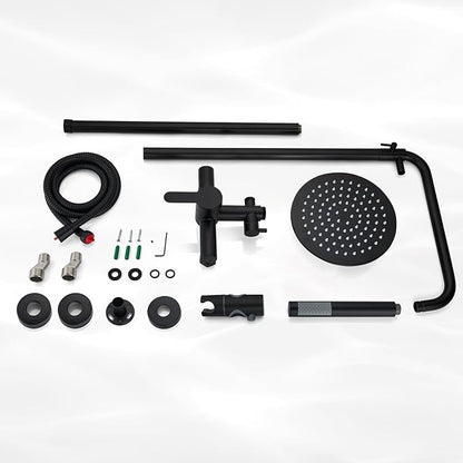 gotonovo Outdoor Shower Fixtures SUS304 Stainless Steel Rain Shower Kit Faucet High Pressure Wall Mount 2 Dual Function 8 Inch Showerhead and Handheld Spray Combo, Single Handle, Matte Black
