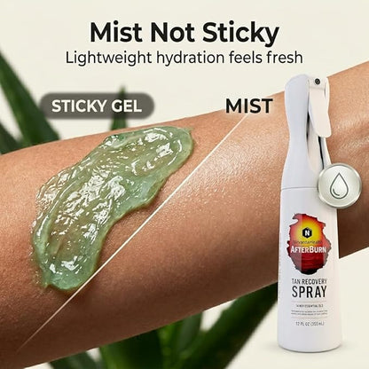 Nirvanta AfterBurn After-Shower Tan Recovery Spray – Continuous Moisturizing Body Mist with Aloe Vera & Botanical Extracts – Lightweight After Sun Hydration to Help Maintain Tan & Reduce Dryness