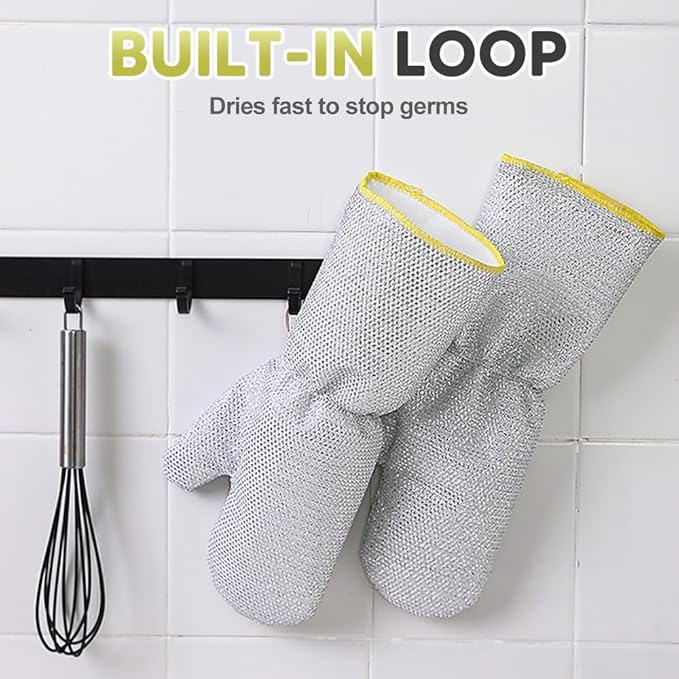 Multipurpose Dishwashing Wire Gloves, 2026 New Steel Wire Cleaning Kitchen Gloves with PVC Lining, No Fray Durable Design