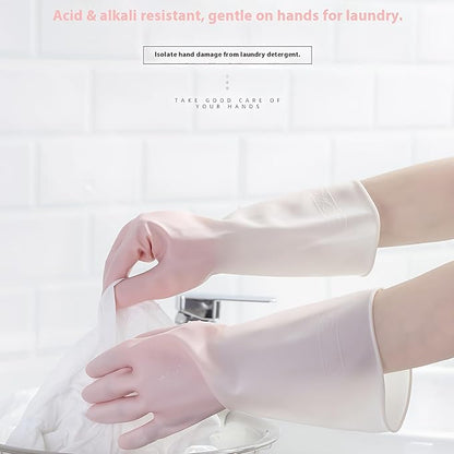 Rubber Dishwashing Gloves for Kitchen 4 Pairs Cleaning Household Dish Washing Reusable & Waterproof Latex Glove(LARGE)