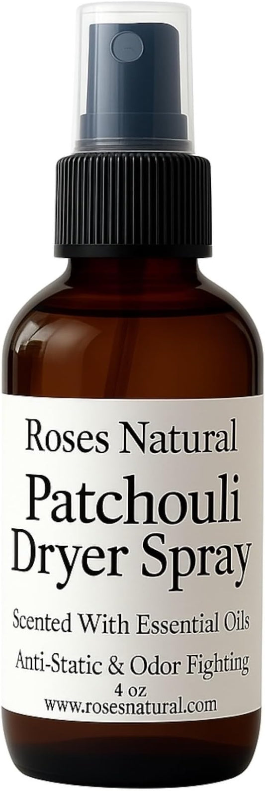 Natural Dryer Ball Spray, 4 oz, Patchouli, Lavender,Essential Oil Laundry Refresher, Fabric Freshener for Clothes, Linens & Wool, Anti-Static & Odor Neutralizer, Made in the USA (Patchouli)