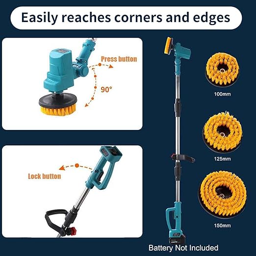 Electric Spin Scrubber Extra Long Foldable Compatible with Makita 18V Battery(Tool Only),Cordless Rechargeable Spin Scrubber,1800RPM Cordless Cleaning Brush for Bath/Tub/Tile/Floor