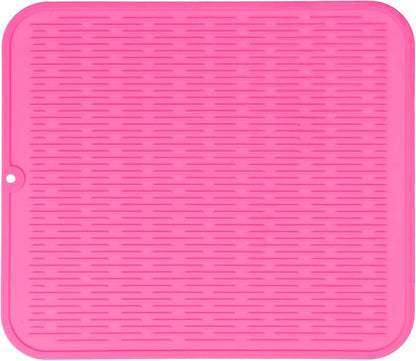 MicoYang Silicone Dish Drying Mat for Multiple Usage,Easy clean,Eco-friendly,Heat-resistant Silicone Mat for Kitchen Counter or Sink,Refrigerator or Drawer Liner Rose XL 18 inches x 16 inches