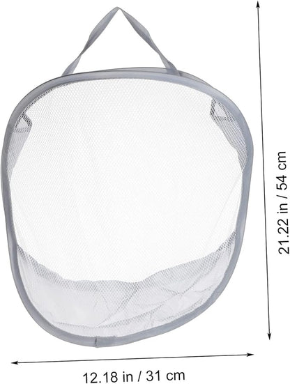 OUNONA Foldable Wall-Mounted Laundry Storage Bag Portable Hanging Clothes Basket Collapsible Mesh Organizer for Bathroom Gray 1-Pack