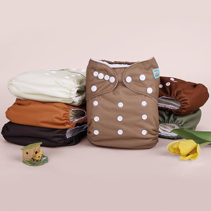 ALVABABY Baby Cloth Diaper 6 Pack with 12 Inserts One Size Cloth Diaper Covers Adjustable Washable Reusable for Baby Girls and Boys