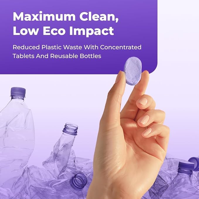 The All-In-One Multi Purpose Cleaning System - Cleaning Spray for Instant Stain Removal, With Concentrated Cleaning Tablets, for Home, Kitchen, Bathroom & More (1 Bottle+12 Pcs)