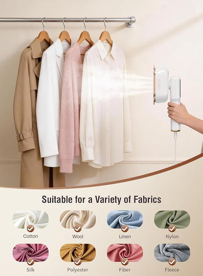 Travel Steamer for Clothes,2-in-1Handheld Garment Steamer&Iron,1200W Portable Steam, 15s Fast Heat-Up, LED Display,5 Adjustable Steam Modes,25g/min Powerful Steam,Self-Cleaning, All Fabrics,120V