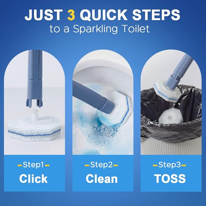 60 Count Toilet Wand Cleaner Refills for Clorox, 5X Cleaning Power Disposable Prefilled Toilet Cleaning Scrubbers, No Falling Apart, Fresh Fragrance