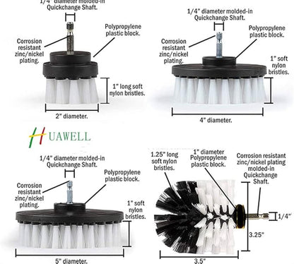 HUAWELL Automotive Soft White-Car Accessories Car Cleaning Brush - Drill Brush -Wheel Brush - Car Mats - Detail Brush - Carpet Cleaner - Boat Accessories - Fabric Seat Cleaner