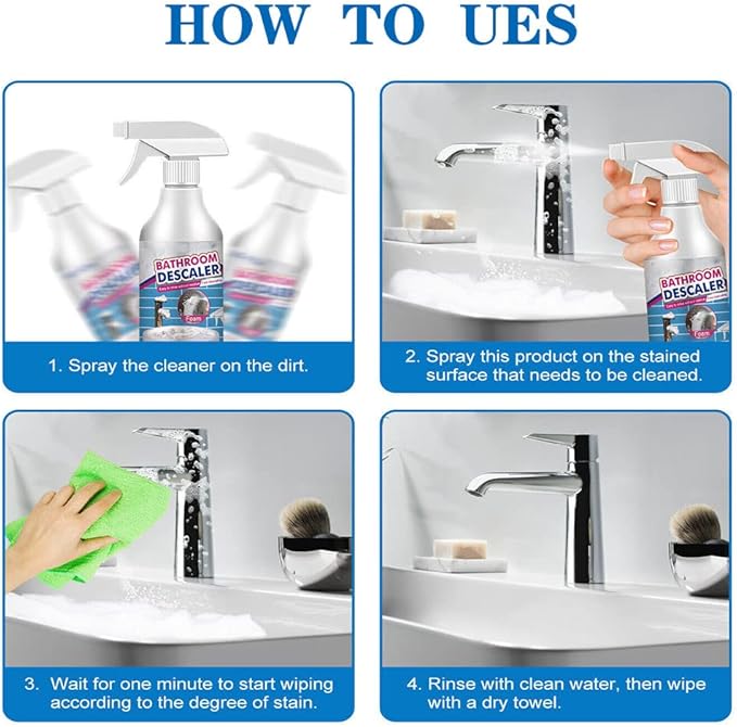 Stubborn Stains Cleaner - Bathroom Descaler Cleaner, Limescale Cleaner, Luckydogs Multipurpose Bathroom Foam Cleaner, All-Purpose Bathroom Descaler Foam Cleaner Spray (1 bottle)