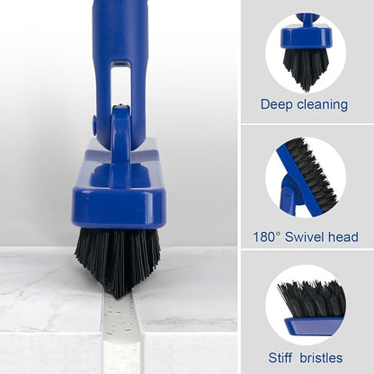 CELOX Heavy Duty Long Handle Scrub Brush, Tile Scrub Brush with Long Handle Stiff Bristles for Cleaning (Blue)