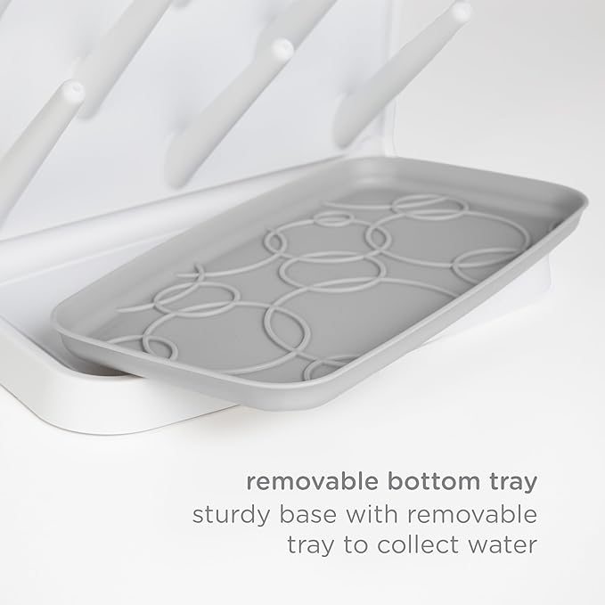 Ubbi Vertical Baby Bottle Drying Rack, Space Saving Countertop Drying Rack Baby Organizer, Gray