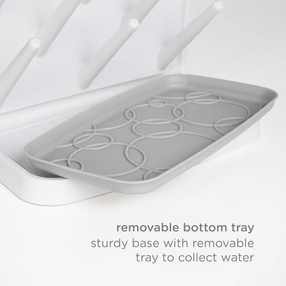 Ubbi Vertical Baby Bottle Drying Rack, Space Saving Countertop Drying Rack Baby Organizer, Gray