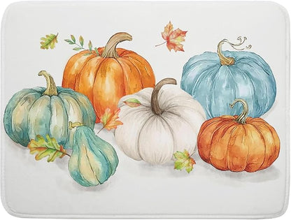 Fall Watercolor Pumpkin Leaf Dish Drying Mat 18 x 24 Inch With Absorbent Reversible Microfiber Autumn Thanksgiving Harvest Drying Mats Dish Drainer Mat Fast Dry For Kitchen Dining Room Decoration