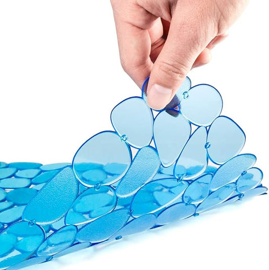 Bligli Pebble Sink Mat for Stainless Steel/Ceramic Sinks, PVC Eco-Friendly Sink Protectors Mats for Bottom of Kitchen Sink, Dish Drying Mat for Dishes and Glassware, 15.7 x 11.8 inch, Blue