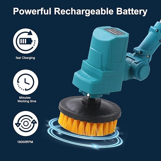 Electric Spin Scrubber Extra Long Foldable Compatible with Makita 18V Battery(Tool Only),Cordless Rechargeable Spin Scrubber,1800RPM Cordless Cleaning Brush for Bath/Tub/Tile/Floor