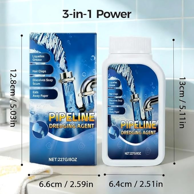 Strong Drain Cleaner for Kitchen, 2026 New Pipeline Dredging Agent, Fast Acting Drain Clog Remover for Home, Powerful Grease Dissolver for Bathroom, Unclog Toilet Clog And Kitchen Sink Pipe Unblocker