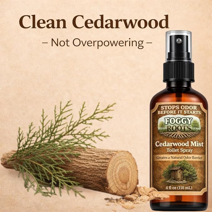 Cedarwood Pre-Poop Toilet Spray – Stops Odor Before It Starts, Bathroom Odor Eliminator for Toilet, 4 oz (200+ Uses) Travel, Home & Work