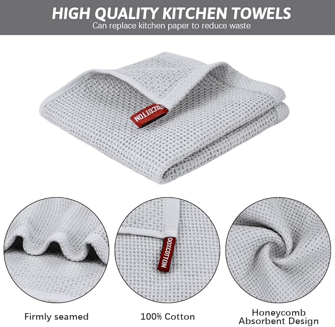 Nialnant 6 Pack Dish Rags, 100% Cotton Kitchen Dish Cloths for Washing Dishes, Soft and Absorbent Cleaning Rags - 12x12 Inch