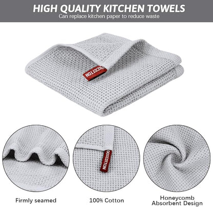 Nialnant 6 Pack Dish Rags, 100% Cotton Kitchen Dish Cloths for Washing Dishes, Soft and Absorbent Cleaning Rags - 12x12 Inch