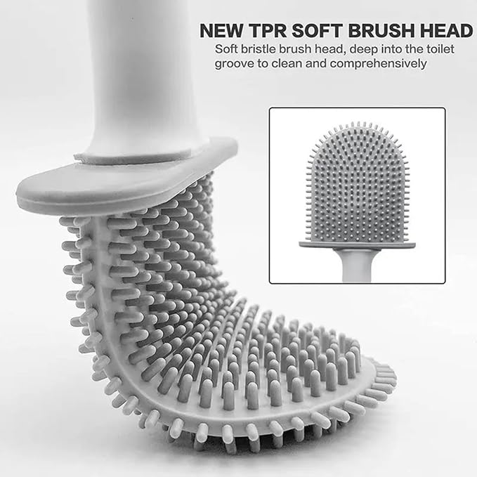 RV Silicone Toilet Brush with Holder, Toilet Bowl Brush for RV Travel Trailers/Campers, Anti-Drip Anti-Roll Compact Toilet Cleaner for Small Bathroom,Made by RVers for RVers