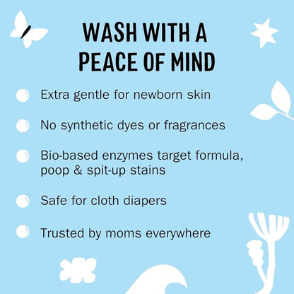 Molly's Suds Baby Liquid Laundry Detergent | Removes Formula, Poop & Spit-Up Stains | Extra Gentle for Infants, Babies, Toddlers (Fragrance Free, 200 Loads)