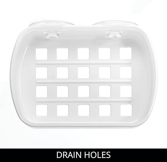iDesign Suction Cup Soap Dish for Shower - White