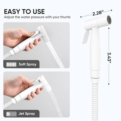 Arofa Matte White Bidet Sprayer for Toilet, Handheld Jet Sprayer Adjustable Water Pressure Muslim Shower with Bidet Hose, Bidets Faucet for Existing Toilets Cloth Diaper Spray for Baby/Feminine Wash