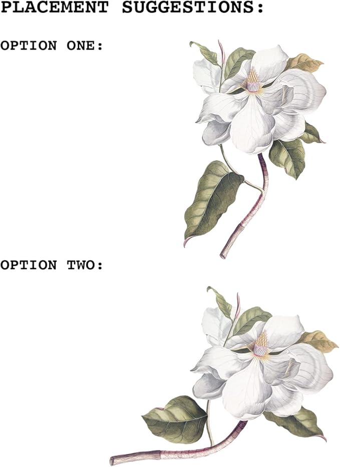Fabric Peel and Stick Floral Sticker Decal, Self-Adhesive Peony Flowers Wallpaper, Rose Sticker for Living Room Bedroom Wall Decor, Single Large Vintage Magnolia
