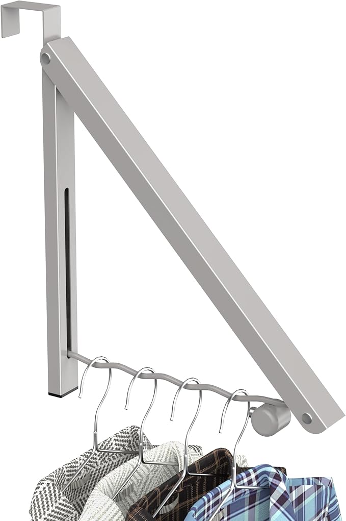 Hleelomi Clothes Drying Rack for Laundry Room Organization,Foldable Over The Door Drying Racks for Saving Space, Warm Gray 1 Pack