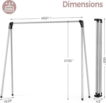 TOOLF Clothes Drying Rack Foldable, Laundry Drying Rack Stainless Steel, Portable Clothes Rack, Drying Rack for Clothing, Indoor Outdoor, Free-Standing, Large Capacity