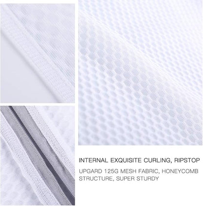 Kimmama Laundry Mesh Wash Bags, Lingerie Bags for Washing Delicates, Mesh Laundry Bags for Washing Machine, White Net, Grey Zipper, 3S