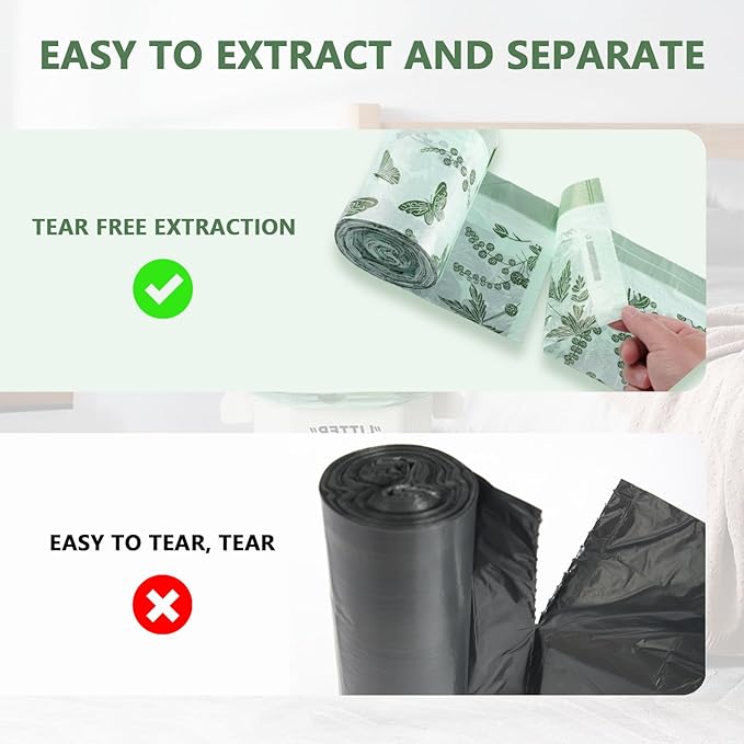 VOK 8 Gallon Trash Bags with Butterfly Printed & Sweet Wormwood Scent, Drawstring Medium Garbage Bags, Tear-Resistant & Fragrant Trash Can Liners, Trash Bags 8 Gallon for Home/Office, 75 Counts