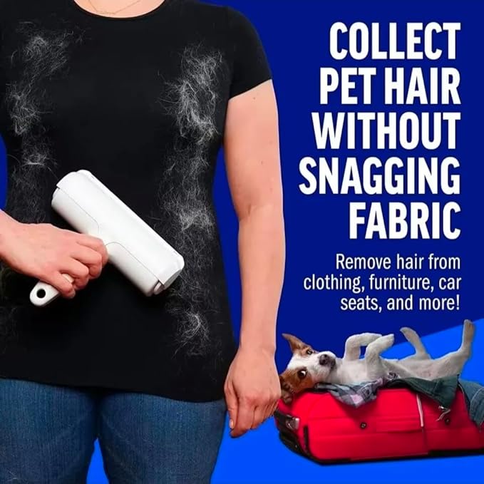Reusable Pet Hair Remover Roller, Self-Cleaning Lint Roller for Dog and Cat Fur, No Sticky Tape for Couch, Carpet, Furniture, Bedding, Home and Car