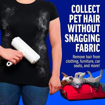 Reusable Pet Hair Remover Roller, Self-Cleaning Lint Roller for Dog and Cat Fur, No Sticky Tape for Couch, Carpet, Furniture, Bedding, Home and Car