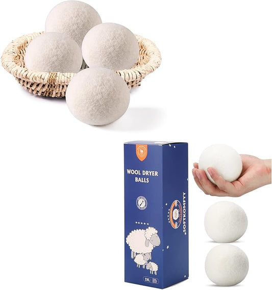 Wool Dryer Balls Organic XL,Laundry Dryer Balls,100% New Zealand Wool Natural Fabric Softener,Reusable 1000 Loads,Shorten Drying Time & Reduces Wrinkles,Baby Safe