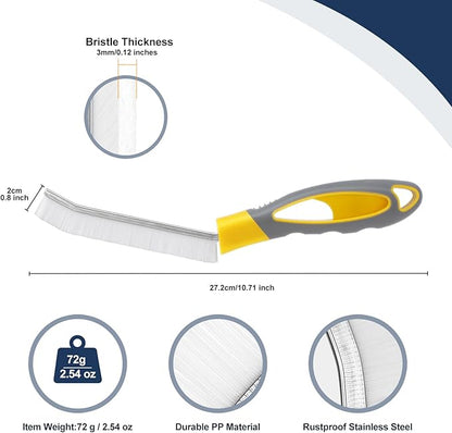 Hard Bristled Crevice Cleaning Brush Bathroom Gap Cleaning Brush Thin Grout Brush, Large Handle