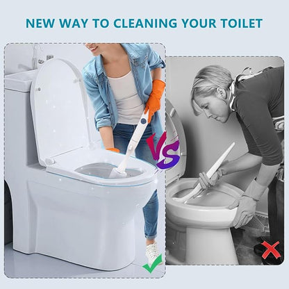 Electric Toilet Brush and Holder Set, Hillyfe Motorized Toilet Brush with 15 Disposable Refill Heads, Hard Nylon Brush 360 Degree Cleaning, Rechargeable