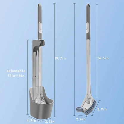 Toilet Bowl Brush and Holder Set With Soap Dispenser - Bathroom Cleaner With Refillable Liquid Dispenser (Grey)