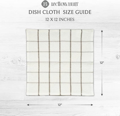 100% Cotton Terry Dish Cloth & Dish Towel, 8 Pack, Super Soft and Absorbent Kitchen Towels, Perfect for Kitchen Cleaning and Dish Washing (Grey (Solid and Checks) 8 Pack)
