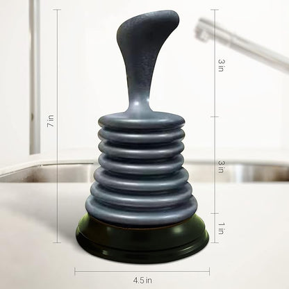 Meadow Lane Small 7" Sink Plunger - Mini Clog Remover for Kitchen & Bathroom Sink Drains - Hand Ergonomic, Space-Saving & Powerful Suction - Universal Fit for Home or Commercial Use, Silver