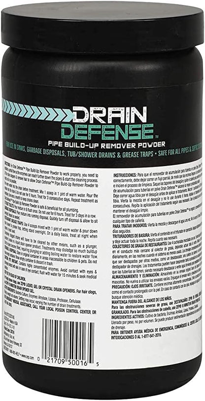 Zep Drain Defense Enzymatic Drain Cleaner Powder 18 oz (Case of 12) ZDC16 - Safe for Pipes and Septic Systems