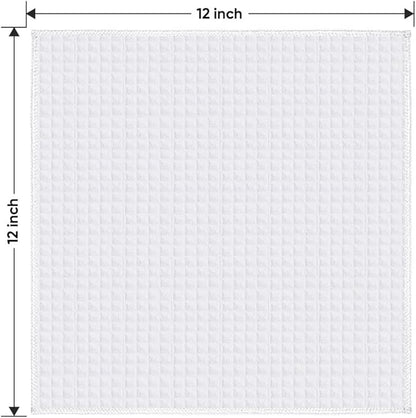HOMEXCEL Waffle Weave Microfiber Towel, 10 Pack Lint Free Cleaning Rags, 12 x 12 Inches Barista Towels, Reusable Microfiber Cleaning Cloth for Household, Kitchen, Glass and Window, White