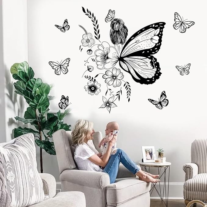 Inspirational Wall Art Positive Quotes Wall Decor Motivational Wall Decals Saying Quotes Wall Stickers Peel and Sticker Wall Decoration Flower Vine Butterfly Wall Sticker for Bedroom Living Room Home Office.