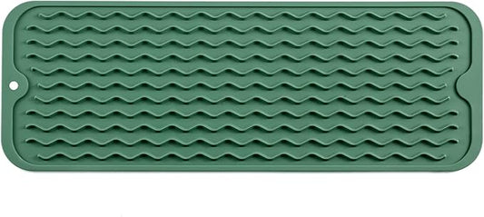 MicoYang Silicone Dish Drying Mat for Multiple Usage,Easy clean,Eco-friendly,Heat-resistant Silicone Mat for Kitchen Counter,Sink,Bar,Bottle,or Cup Green M 17 inches x 6 inches