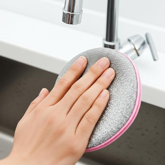 Kitchen Double-Sided Dishwashing Sponge Scrubber for Pots and Pans Cleaning Cloth Household Dishcloth Scouring Pad Pink 10 pcs Yellow 10 pcs