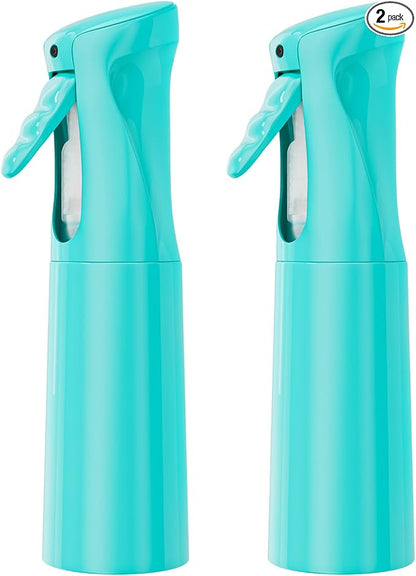 IMPORX Continuous Spray Bottle for Hair 2 Pack (10.1oz/300ml) Home Essentials Spray Bottles for Cleaning Empty Ultra Fine Water Mister Sprayer for Hairstyling Garden Plants Curly Hair Perfume, Cyan
