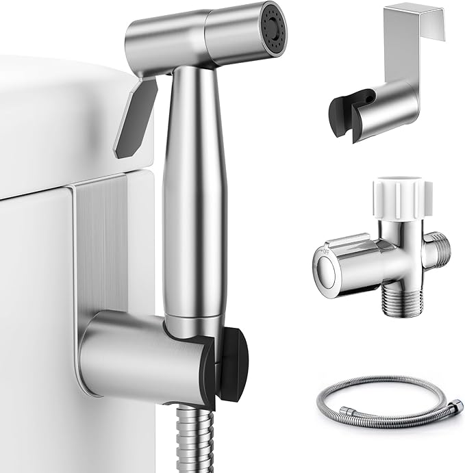 Handheld Bidet Sprayer for Toilet, Muslim Shower Water Jet Spray for Toilet, Bidet Faucet Cloth Diaper Sprayer for Baby Wash, Adjustable Water Pressure with Bidet Hose for Feminine Wash